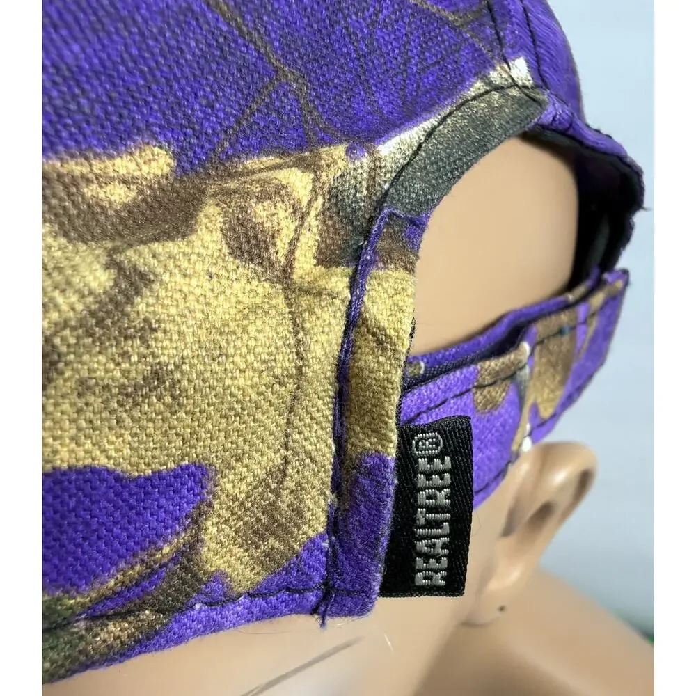 Realtree Outdoor Cap Hat Purple Camo Black Embroidered Logo Adjustable